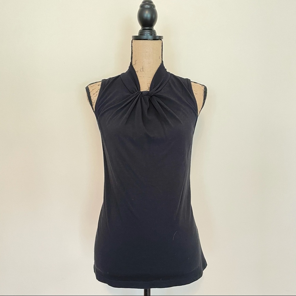 Black Dress Tank Top Knot Twist